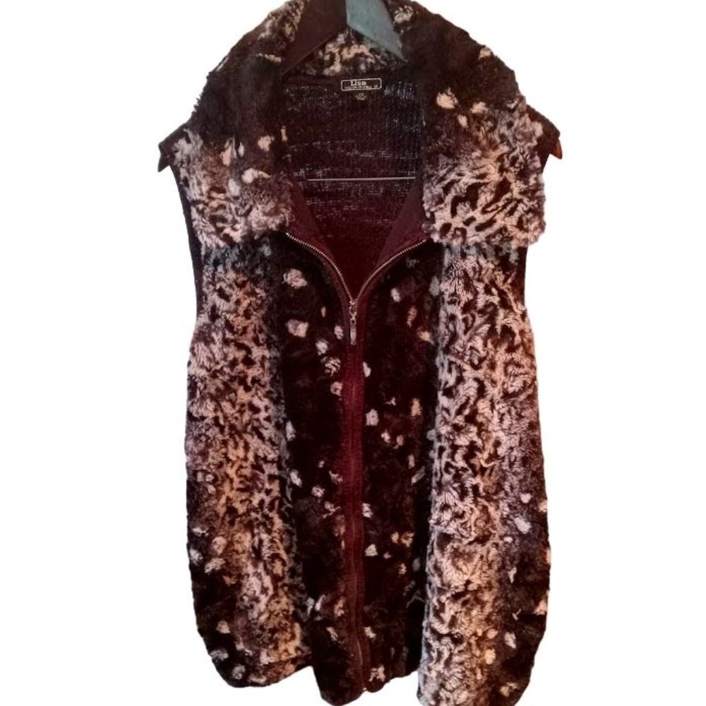 Stunning | Gorgeous | Faux Fur Sweater Vest | Brown & White | Size: 2X